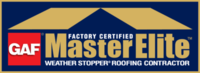 GAF Master Elite roofing contractor logo.